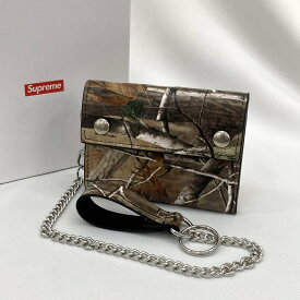 【中古】 Supreme シュプリーム 財布 チェーンウォレット Leather Chain Wallet Realtree Hardwoods Camo 子牛革 リアルツリー柄 迷彩 イタリア製 さいふ ★SS645