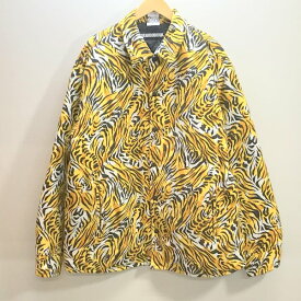 【中古】 ネイバーフッド Tiger Print Shirt Jacket シャツ ジャケット ストリート タイガー トラ柄 プリント メンズ XLサイズ イエロー NEIGHBORHOOD トップス A9921◆