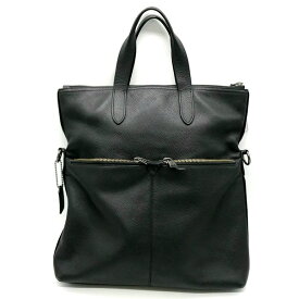 【中古】 COACH トートバッグ Metropolitan Utility Tote メトロポリタン ぺブルドレザー 牛革 F24840 メンズ ブラック コーチ 服飾小物 B1202◆