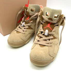 【中古】 NIKE TRAVIS SCOTT AIR JORDAN6 RETRO SP ハイカットスニーカー ブリティッシュカーキ メンズ サイズ24.5 ブラウン系 ナイキ 靴 B8479◆