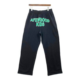 【中古】 アフューグッドキッズ COLLEGE SWEAT PANTS カレッジ ロゴ スウェットパンツ 美品 イージーパンツ ボトム メンズ Sサイズ ブラック A FEW GOOD KIDS ズボン DM8794■