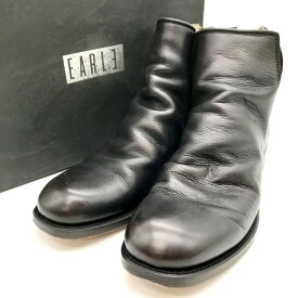 【中古】 EARLE BACK ZIP BOOTS ER8202 バック ジップ レザー ブーツ MADE IN JAPAN カジュアルブーツ メンズ サイズ42 26.5cm相当 ブラック系 アール 靴 B2727◆