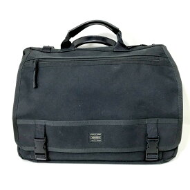 【中古】 PORTER Briefcase 2Way ブリーフ ケース ビジネスバック A4サイズ 外かぶせポケット 男女兼用 ブラック ポーター 鞄 B2878◆