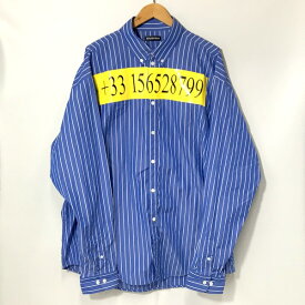 【中古】 BALENCIAGA stripe long sleeve shirt テレフォンストライプロングスリーブシャツ メンズ 38 ブルー系 バレンシアガ トップス A3158◆