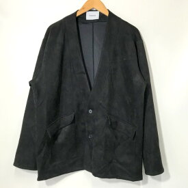 【中古】 Iroquois TECH KNIT SUEDE CARDIGAN スエード ニット ノーカラー ジャケット メンズ 2 ブラック系 イロコイ トップス A3623◆