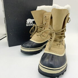 【中古】SOREL CARIBOU カリブー ウォータープルーフ NM1000 スノーブーツ 美品 ウィンターシューズ 防水 レディース 24cm ベージュ ソレル 靴 DF10024■