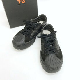【中古】Y-3 Yohji Yamamoto adidas YOHJI STAR EH2268 ヨウジヤマモト ヨウジスター ロゴ入り レザー スニーカー 箱付き レディース 23cm ブラック ワイスリー 靴 DF10755■