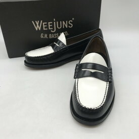 【中古】 G.H.BASS WEEJUNS PENNY LOAFER ローファー ウィージャンズ バイカラー ハイシャインレザー 靴 メンズ 26cm US8 ホワイト×ブラック ジーエイチバス 靴　 B3851◆