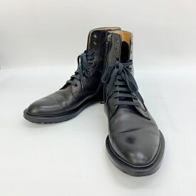 【中古】GUCCI 245974 レースアップ サイドジップ ショート ブーツ シューズ タンカー ブーツ 光沢感 イタリア製 メンズ 7 26cm相当 ブラウン系 グッチ 靴 DF11048■