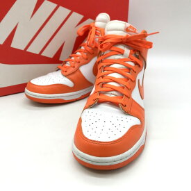 【中古】 NIKE DUNK HI RETRO DD1399-101 UNIVERSITY OF SYRACUSE 復刻版 スニーカー ハイカット シューズ ストリート カジュアル メンズ 29 ホワイト オレンジ ナイキ 靴 B4079◆