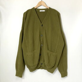 【中古】 YASHIKI Soyokaze Cardigan YSK-21SS-KN06 ソヨカゼカーディガン ゆったり 鹿の子編み メンズ 2 Lサイズ相当 オリーブ ヤシキ トップス A4183◆