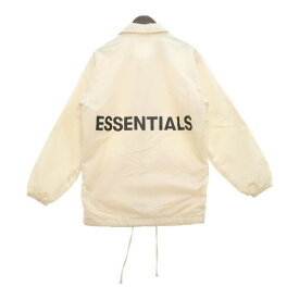 【中古】エッセンシャルズ FOG ESSENTIALS COACH JACKET ナイロン コーチジャケット バックロゴプリント メンズ Sサイズ アイボリー FEAR OF GOD アウター DM11226■