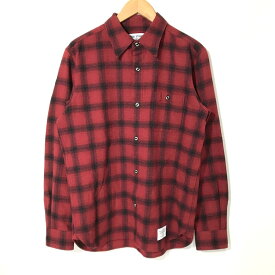 【中古】 WACKO MARIA オンブレチェックシャツ 13AW-OMB-16 バック刺繍 日本製 古着 赤 カジュアル メンズ Lサイズ レッド ワコマリア トップス A4303◆