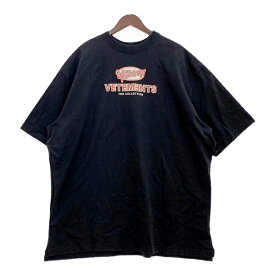 【中古】ヴェトモン Open Sides Tee オープンサイド Tシャツ 半袖 カットソー オーバーサイズ サイドスリット入り メンズ Mサイズ ブラック VETEMENTS トップス DM11309■