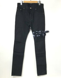 【中古】 el conductorH PD21AP01 BANDANA SUPER SLIM JEAN TROUSERS スキニー デニム パンツ バンダナ カジュアル メンズ Mサイズ相当 ブラック コンダクター ボトムス A10009◆