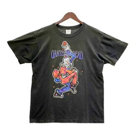 【中古】GRATEFUL DEAD 90s ピエロ ロゴ プリント Tシャツ 半袖 カットソー バンT ヴィンテージ 古着 USA製 メンズ Lサイズ ブラック グレイトフルデッド トップス DM11629■