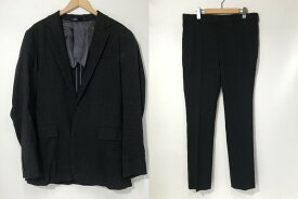 【中古】 PaulSmith スーツ シングル 背抜き 春夏 光沢あり ビジネス 通勤 オフィス シンプル 上下 メンズ XLサイズ ブラック ポールスミス セットアップ A10343◆