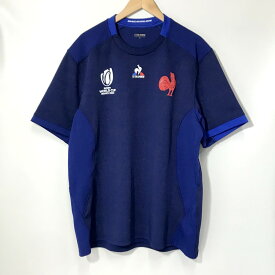 【中古】 Le Coq Sportif RWC 2023 Tシャツ フランス代表 レプリカ ジャージ 半袖 カットソー ロゴ プリント カジュアル スポーツ メンズ XXLサイズ ブルー ルコックスポルティフ トップス A10446◆