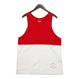 【中古】Supreme 19ss スプリットタンクトップ ノースリーブ インナーウェア コットン メンズ Mサイズ レッド/ホワイト シュプリーム トップス DM12735■