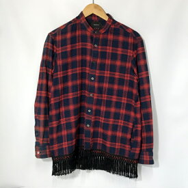 【中古】 superNova. フリンジバンドカラーシャツ チェックシャツ Fringe Band Collar Shirt 長袖 ボタンシャツ カジュアル 古着 メンズ XSサイズ レッド スーパーノヴァ トップス A12018◆