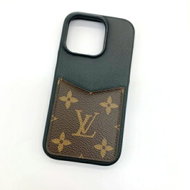 【中古】LOUIS VUITTON iPhone 14 Pro モノグラム LVロゴ レザー アイフォンケース スマホケース M81998 男女兼用 ブラック ルイヴィトン 雑貨 DF14029■