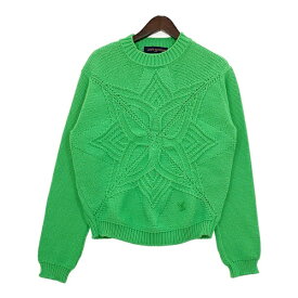 【中古】LOUIS VUITTON ニット 新品同様 セーター プルオーバー クルーネック コットン 無地 模様編み カジュアル メンズ Mサイズ グリーン ルイヴィトン トップス DM13876■