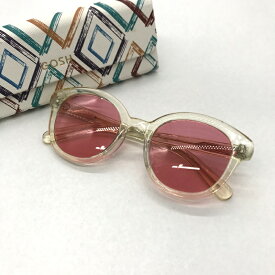 【中古】 GOSH サングラス comepri ボストン フルリム CN-015 ケース付き 替えレンズ おしゃれ アイウェア 男女兼用 50□22 140 クリア ピンク ゴッシュ 小物 B12923◆