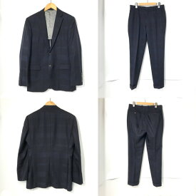 【中古】 BLACK LABEL CRESTBRIDGE スーツ ビジネス カジュアル 通勤 フォーマル 2つボタン シングル メンズ サイズ40R Mサイズ相当 ネイビー ブラックレーベル クレストブリッジ セットアップ A13348◆