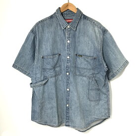 【中古】 Supreme デニムシャツ Loosefit S/S Denim Painter Shirt ペインターシャツ 半袖 カジュアル メンズ Mサイズ インディゴ シュプリーム トップス A13555◆