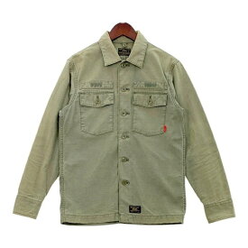 【中古】WTAPS 15SS BUDS L/S 01/SHIRT ミリタリー シャツ 長袖 ブラウス ジャケット ロゴ 151GWDT-SHM02 メンズ サイズ1 カーキ ダブルタップス トップス DM15536■