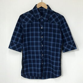 【中古】 STRUM ストラム シャツ 5分袖 STC044-03LC チェックシャツ メンズ Sサイズ ネイビー トップス A14281◆