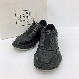 【中古】roarguns Maison MIHARA YASUHIRO ロアーガンズ メゾン ミハラヤスヒロ 2Way スニーカー スリッポン C08FW705 レザー メンズ サイズ42 ブラック 靴 DF17574■