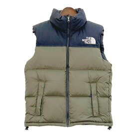 【中古】THE NORTH FACE ノースフェイス ダウンベスト ジャケット ブルゾン ヌプシベスト ND91843 メンズ Mサイズ カーキ ブラック アウター DM17749■
