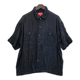 【中古】Supreme シュプリーム シャツ 半袖 Nouveau Embroidered S/S Shirt メンズ Lサイズ ブラック トップス DM18900■