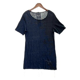 【中古】 FAGASSENT ファガッセン 半袖カットソー 半袖Tシャツ シアー 透け感 メンズ 2 Mサイズ相当 ネイビー トップス DM19222■