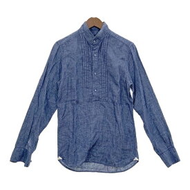 【中古】 Massimo d’Augusto マッシモ ダウグスト リネン プルオーバー 長袖シャツ リネンシャツ メンズ XSサイズ ブルー トップス DM19724■