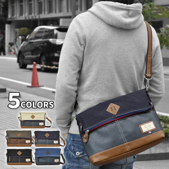 楽天市場 ショルダーバッグ メンズ 斜めがけ コットン Pu 切り替え 2way ショルダーバッグ 口折れショルダーバッグ レディース メンズ 通勤 通学 斜めがけバッグ 斜めがけ 肩掛け ショルダー バッグ ブタ鼻 ブラック 黒 Superfrog スーパーフロッグ