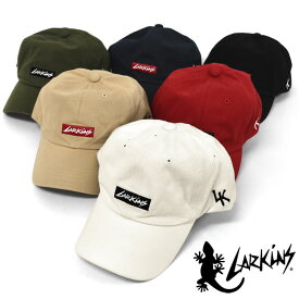 LARKiNS ラーキンス コットン ボックスロゴ ローキャップ /メンズ レディース 男女兼用 キャップ 帽子 CAP ベースボールキャップ ストリート系 カジュアル かっこいい かわいい おしゃれ アウトドア フェス ロゴ 無地 シンプル 刺繍 フリーサイズ ブランド LK トカゲ/