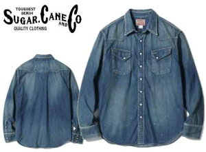 VK[P[(SUGARCANE)@ Lot No. SC29475 / BLUE DENIM WESTERN SHIRT AGED MODEL fj@EGX^Vcyz