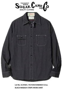 VK[P[SUGARCANE@ Lot No. SC29585 / FICTION ROMANCE 8.5oz. BLACK WABASH STRIPE WORK SHIRTEHobVXgCv[NVcyz