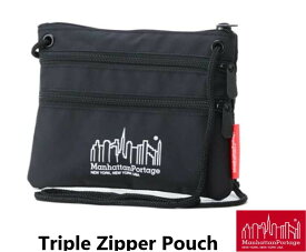 MANHATTAN PORTAGE(マンハッタンポーテージ)　Triple Zipper Pouch　トリプルジップポーチ　ポシェット　サコッシュ ポーチ ショルダーバッグ トリプルジッパーポーチ 　ミニショルダーバッグ　zippouch　通学　通勤　学生　メンズ　レディースバック