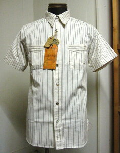 SUGARCANEiVK[P[No. SC37275 / FICTION ROMANCE tBNV}X@8.5oz. WHITE WABASH STRIPE WORK SHIRT (SHORT SLEEVE)zCgEHobVXgCv[NVc@Vcyz