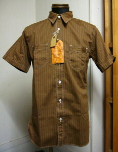 SUGARCANEi VK[P[jNo. SC38700 / FICTION ROMANCEtBNV}X 8.5oz. BROWN WABASH STRIPE WORK SHIRT (SHORT SLEEVE)uEEHobVXgCvVc@[NVcyz
