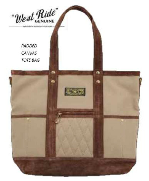 楽天市場】WESTRIDE(ウエストライド)PADDED TOTE BAG CANVAS -BRN/BEG 
