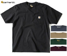 カーハート（CARHARTT） K87 半袖 TシャツポケットTシャツ 6.75オンス 厚手 ややゆったりのシルエット ワンポイント