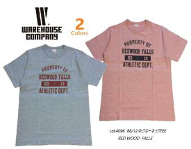 ウェアハウス(WAREHOUSE)Lot4096 88/12 杢クルーネックTEE REDWOOD FALLS　プリントTシャツ　2色