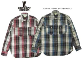 ウェアハウス(WAREHOUSE)Lot 3029 FLANNEL WESTERN SHIRTS フランネルウエスタンシャツ　ONE WASH【送料無料】2色