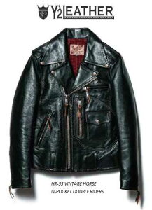 Y2 LEATHER(���C�c�[���U�[�jHR-55�@VINTAGE HORSE D-POCKET DOUBLE RIDERS�y���������z���C�_�[�X�W���P�b�g�@���B���e�[�W�@�o�C�J�[�@�v�W����