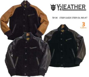 Y2 LEATHER(���C�c�[���U�[�jTB-136�@STEER SUEDE STEER OIL RIB JKT�y���������z���U�[�W���P�b�g�@�A���J�W�@���B���e�[�W�@�o�C�J�[�@�n�[���[�W���P�b�g�@�v�W�����@���C�_�[�X�W���P�b�g 3�F