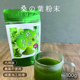 【 桑の葉粉末 100g】九州産 送料無料 桑の葉茶 桑の葉100％ビタミン 鉄分 食物繊維 血糖値サポート ダイエットノンカフェイン農薬不使用 滅菌粉末加工処理済 ギフト 母の日 贈答用【ひなた食品】